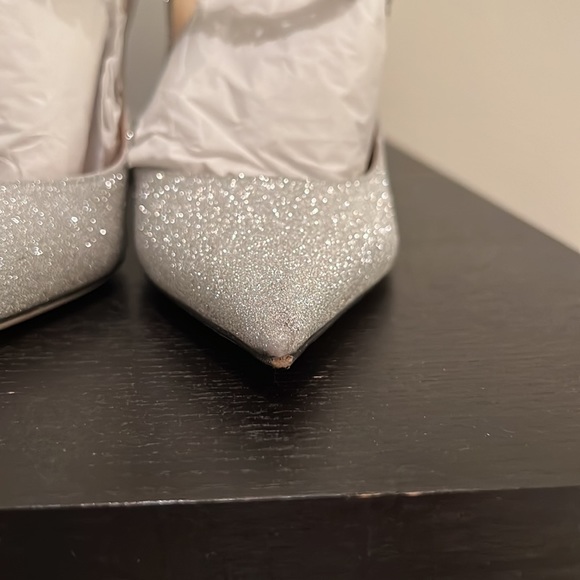 Jimmy Choo Bing 100mm Glitter Leather Mules, Silver 37 - Picture 10 of 10